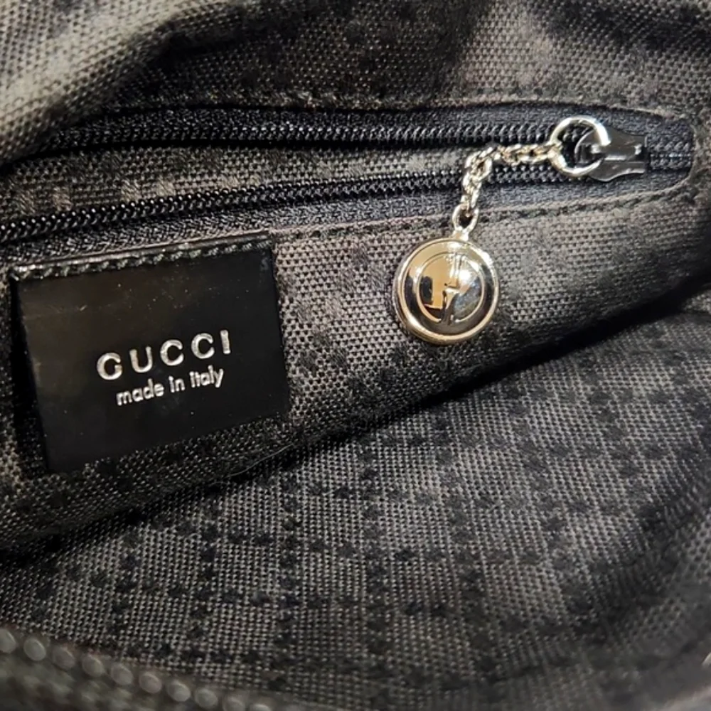 GUCCI Authentic Bamboo Black Classic Nylon Shoulder Bag 000 2058 0509 EUC!! - Picture 7 of 16